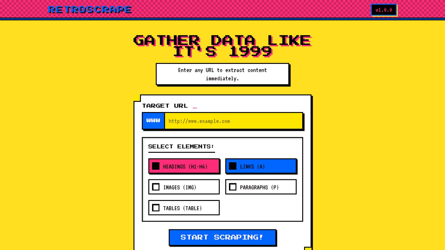 RetroScrape — screenshot 1